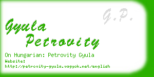 gyula petrovity business card